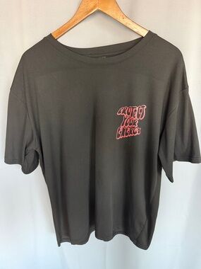 SHEIN Black Short Sleeve Tee with Pink "Protect Your Energy" Oversized graphic